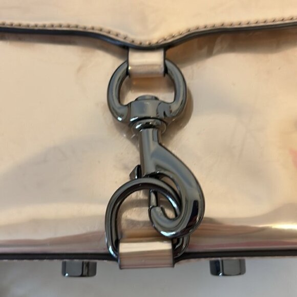 Rebecca Minkoff Mini MAC Rose Gold mirrored CrossBody Bag chain strap - Picture 13 of 13